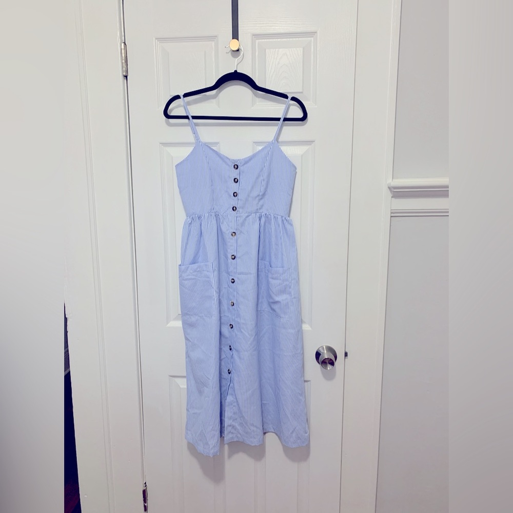 Striped Button Down Sundress with Pockets